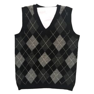 England Grid Pattern Wool Sweter Vest